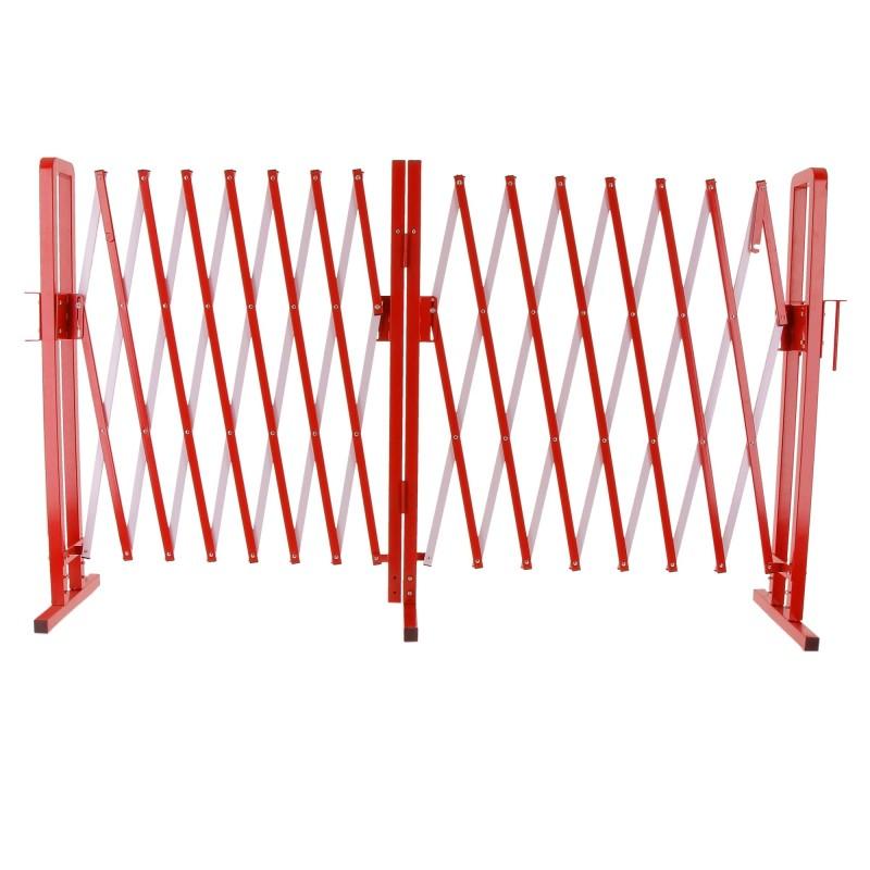 Barrière de sécurité extensible - Rouge / Blanc / Avec pieds fixes / 4000x450x1000_3