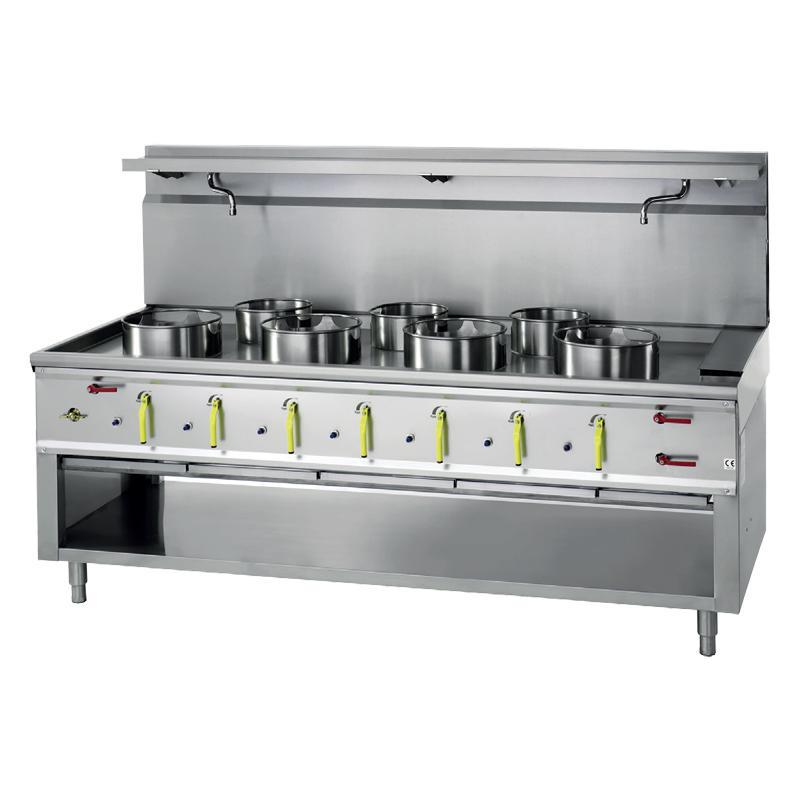Fourneau wok 6 Bruleurs L 2250 (2xØ290) Avec Rideau D'eau ASIA II CR  BERTRAND - JUMBO_3