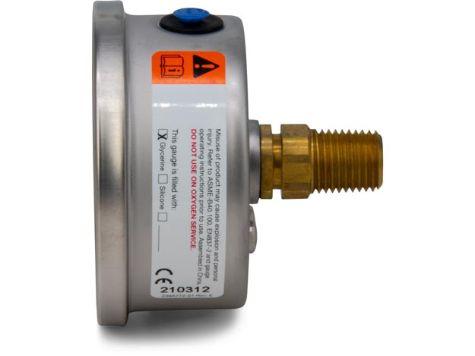 G2537R, Manomètre, 63 mm Face, Raccordement centre arrière, Bain de glycérine, 700 bar pression maximale_3