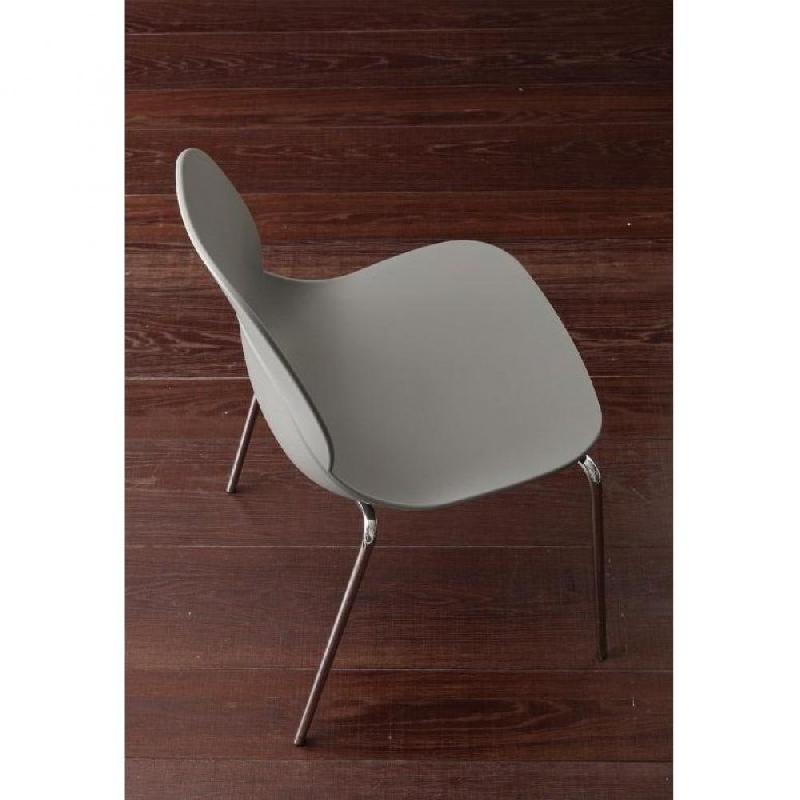 Lot de 4 chaises design SHELL METAL blanches - piétement chromé - pour cuisine et salle à manger_3
