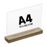 Porte-visuel/menu A4 paysage - horizontal - socle bois chêne massif - Réf : 407724_3