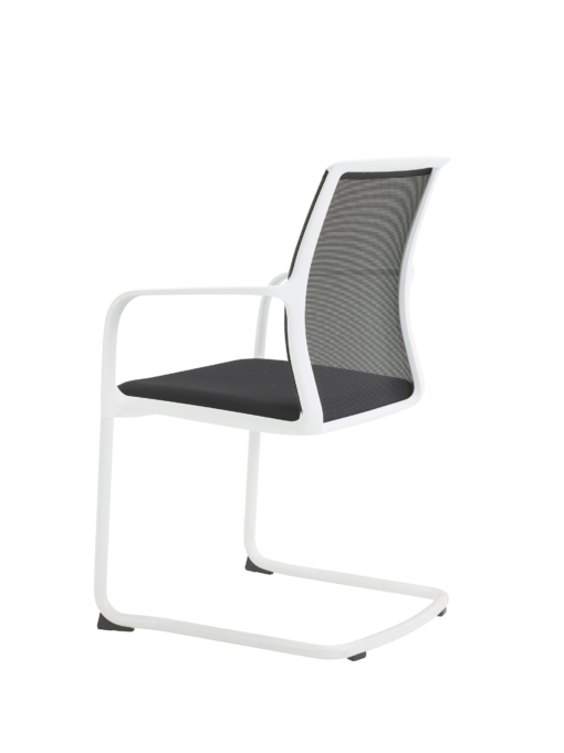 Fauteuil multi-usage WHITE - neuf - empilable - dossier en filet noir - structure en métal blanc_3