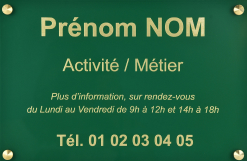 Plaque d'entreprise professionnelle en plexiglas - Résistante aux UV et intempéries - Épaisseur 3 à 5 mm - Gravure en creux au dos_3