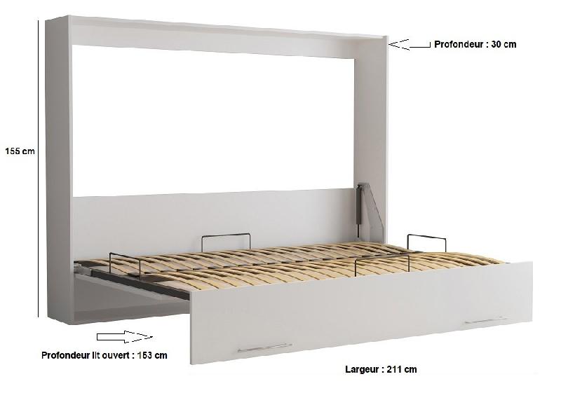 Armoire-lit escamotable VERTIGO blanc mat - Couchage 140x200 cm avec sommier à lattes_3