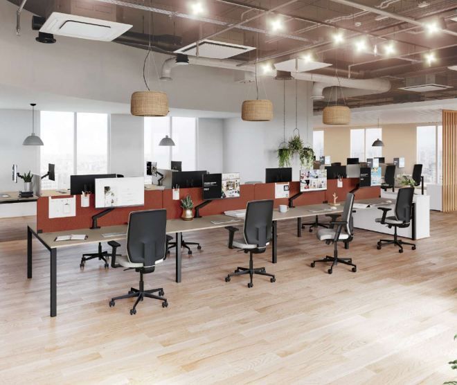 Bureau d'entreprise open space fixe classique - Gamme OPTIM' - Plateau mélaminé 25 mm et options personnalisables_3