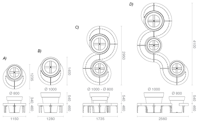 Banc public en métal double assise atech banquette modulable_3