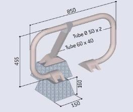 Bloc parking en acier galvanisé - 6308809 - Tube 50 mm avec bande réflecto rouge et pieds téléscopiques_3