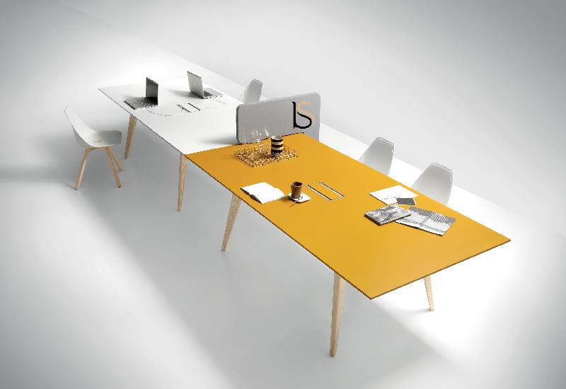 Table de réunion rectangulaire Pigreco Up- Martex - Non, Jaune_3