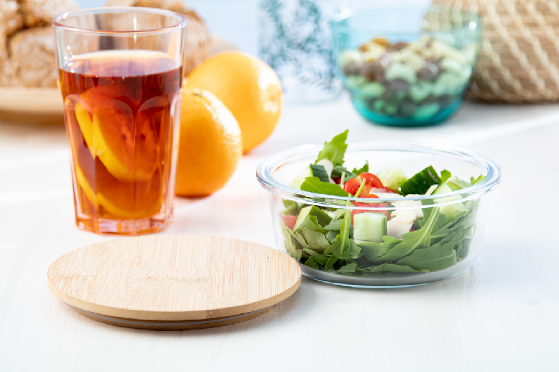Lunch box en verre - Forme ronde avec couvercle en bambou naturel - 650 ml_3