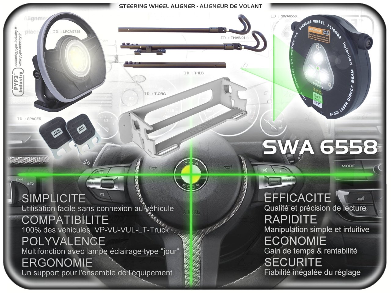 SWA6558 : alignement volant pour tous types de véhicules