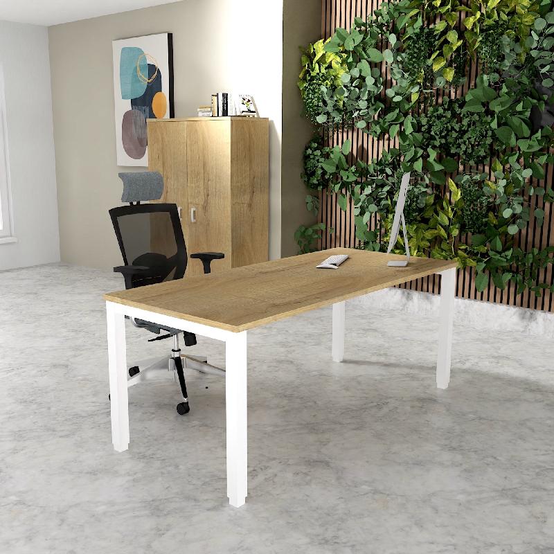Bureau Professionnel Tempo Mobel Linea. - Blanc 9010, 160, Non, Chêne veiné_0