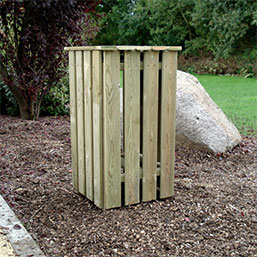 Corbeille publique en pin traité autoclave classe IV - arceau amovible - modèle SOLEIL - 100L_3