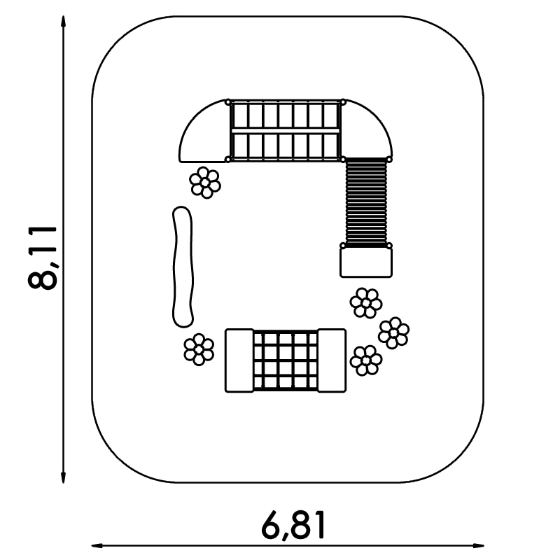Parcours éducatif enfant pour aire de jeux - Conforme EN1176 - Référence BT18015 - Poutre d'équilibre, pont suspendu et tunnel de cordes_3