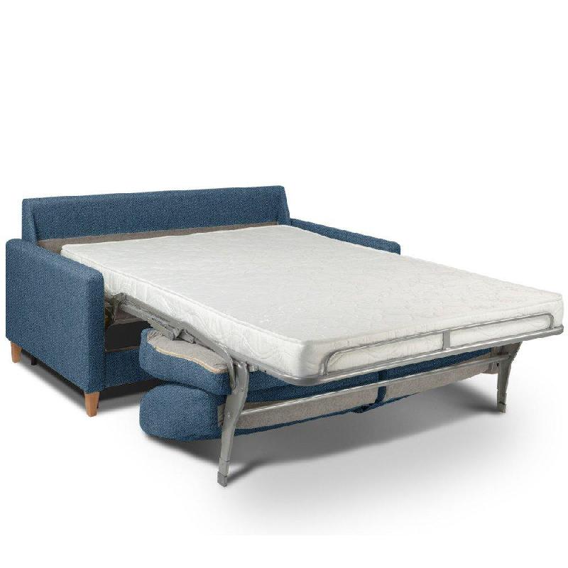 Canapé convertible Oggetto matelas 16 cm - Système express - Sommier à lattes 120 cm - Renatonisi tweed bleu azur_3