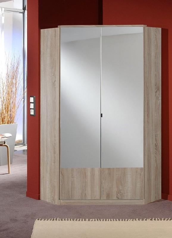 Composition d'angle dressing DINGLE chêne - 7 portes miroirs - Pratique et élégant_3