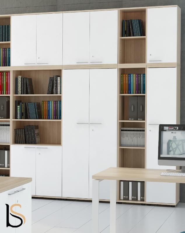 Grande armoire de rangement - MDD - Blanc, Avec socle de finition_3