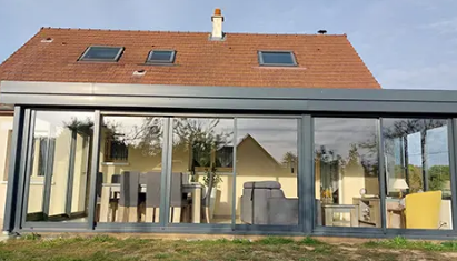 Véranda à toit plat sur-mesure pour extensions de maison - GRI Fabricant_3