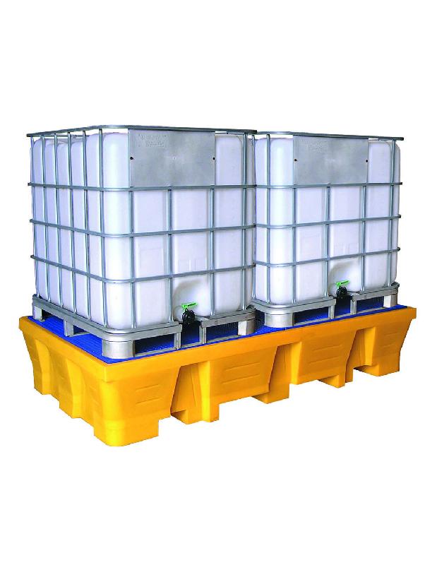 Bac de rétention PE Bi-conteneur 1050 litres + caillebotis - Caillebotis acier galvanisé_3