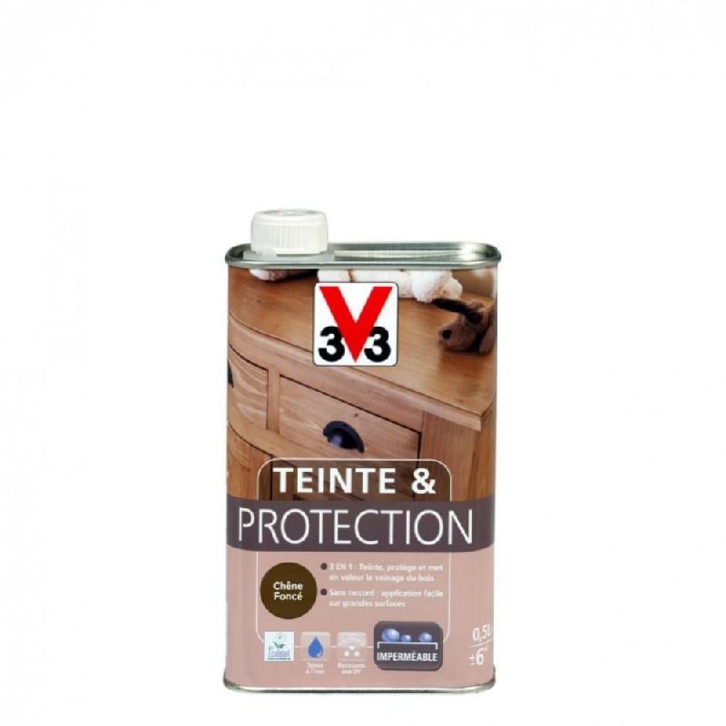 Teinte et protection V33 - 0.5 L - Chêne foncé mat - Pour meubles, poutres et portes_3
