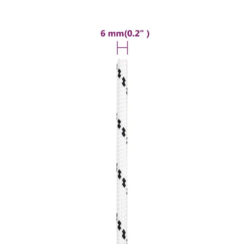 Vidaxl corde de bateau tressé blanc 6 mmx25 m polyester 152761_3