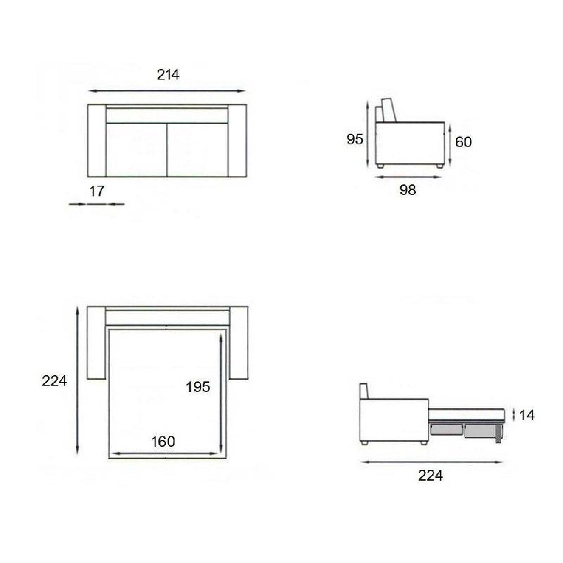 Canapé convertible express Jackson - matelas Bultex® 160cm - sommier à lattes - cuir vachette gris graphite_3