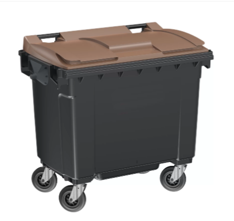 Conteneur latéral 660 L - Fabrication française - PEHD injecté - Normes EN 840 - Roues freinées - Préhension frontale et latérale_3