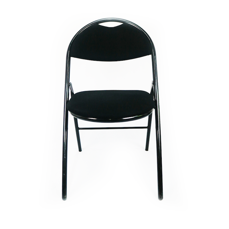 Chaise pliante noire en tissu d'occasion - pratique, résistante et robuste_3