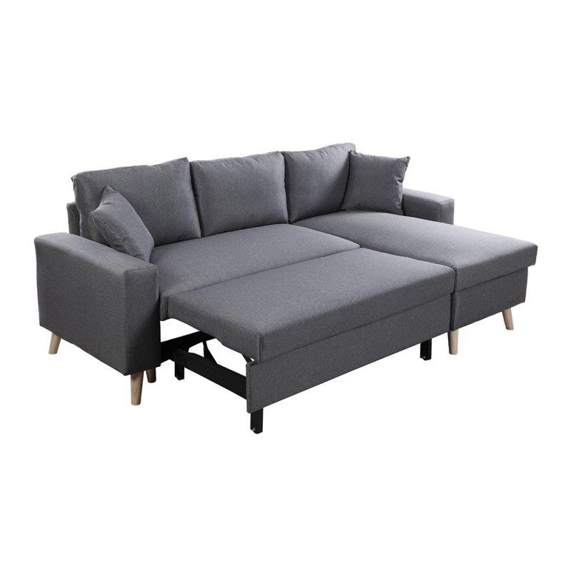 Canapé d'angle réversible convertible ARKO gris foncé - design scandinave avec coffre de rangement et coussins d'appoint_3