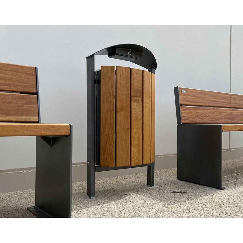 Corbeille Silaos acier et bois 50 litres - Réf : 594147.Gpro.Chec - Design moderne et harmonieux_3