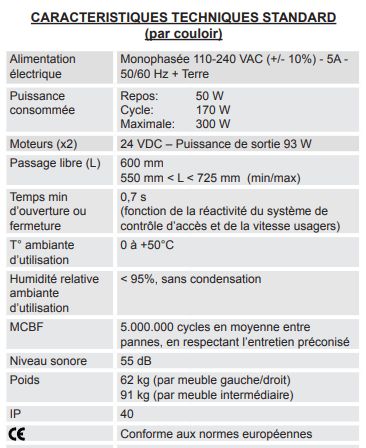 Couloir sécurisé de passage - automatic systems - puissance consommée : repos 50 w - slim940_3