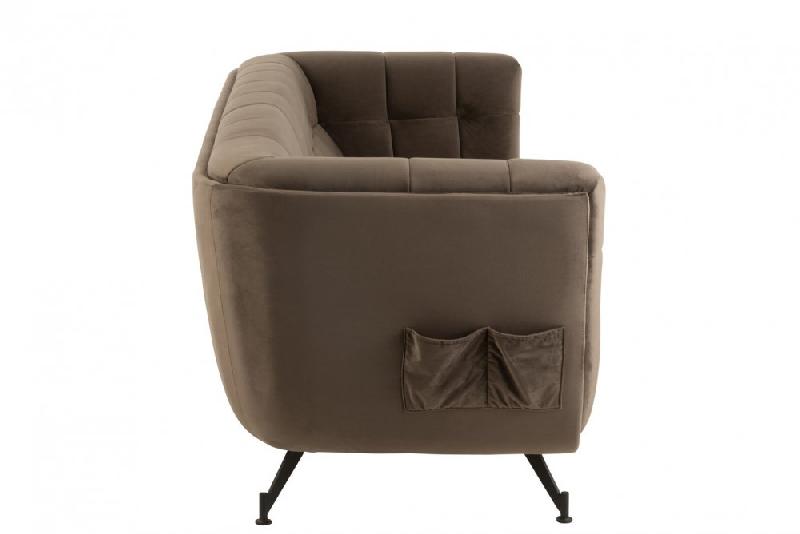 Canapé lounge Marianah gris foncé - style contemporain en velours capitonné - L207 x H78 x P82 cm_3
