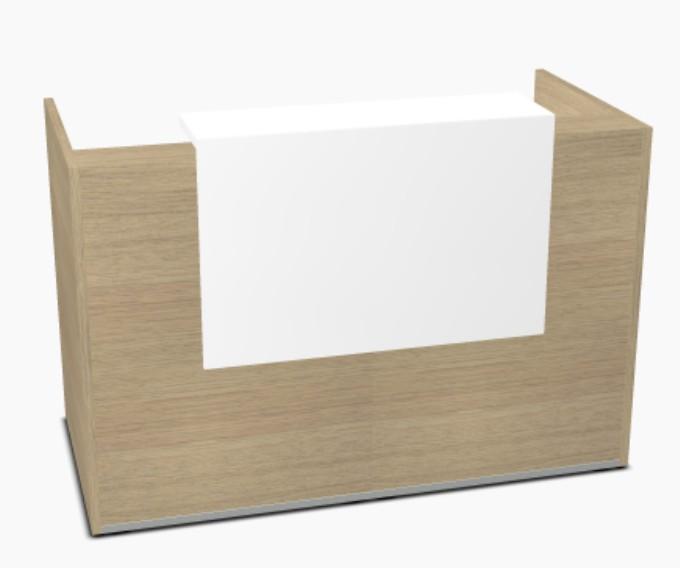 Comptoir d'accueil lumineux pour 2 personnes TERA  - MDD - 126, Chêne Canadien, Blanc mat_3