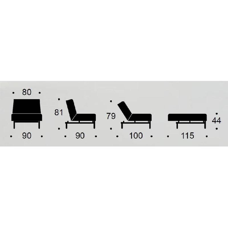 Innovation Living - Fauteuil design convertible lit 115x90 - Ample Styletto Mixed Dance Blue - Pieds bois foncé_3