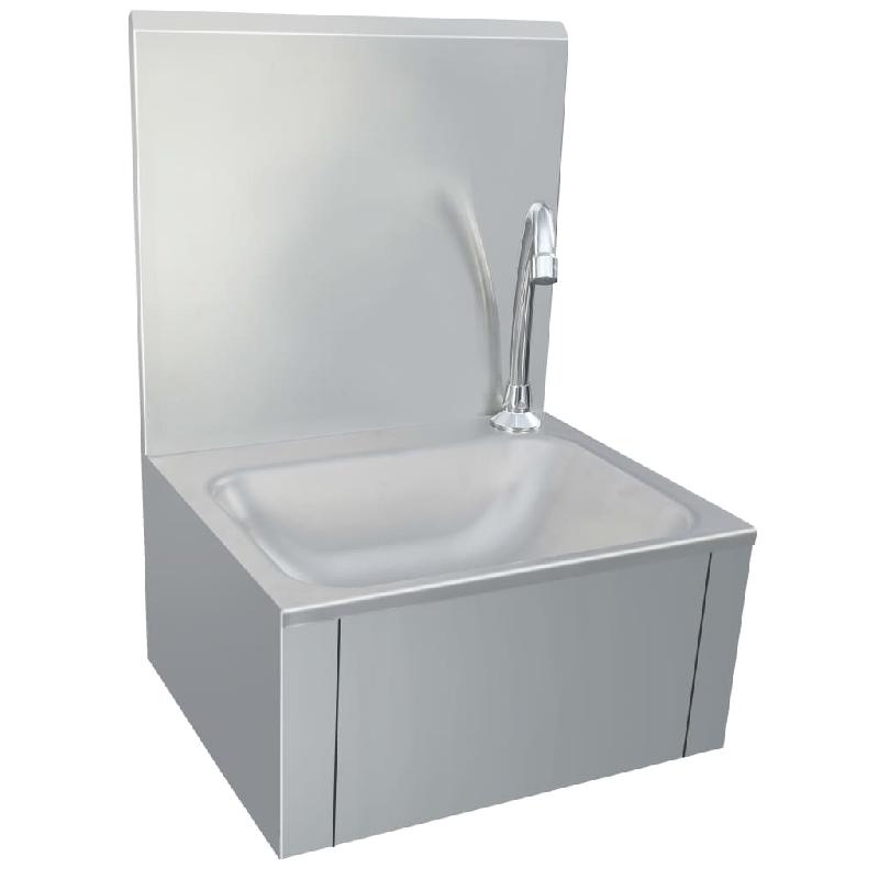 Vidaxl lavabo de lavage avec robinet et distributeur de savon inox 51114_3