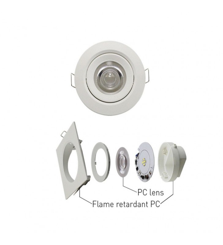 Downlight LED encastré - 7W - rond 45° - réf MNSOBR07 - blanc moderne, angle précis_3