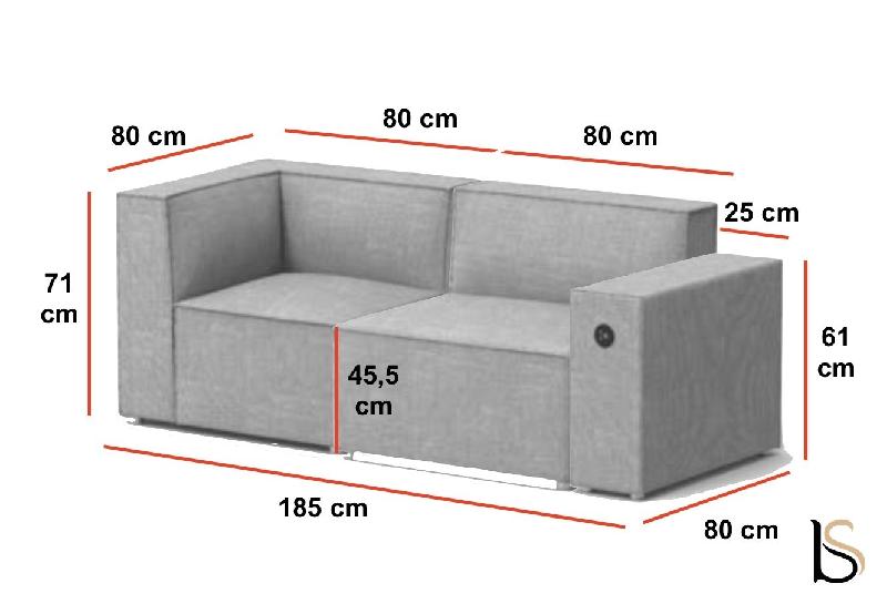 Canapé d'accueil Planer - Mobel Linea - 2 places, Blanc cassé, Droite_3