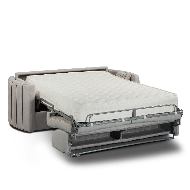 Canapé convertible express Capri - Couchage 140x197 cm - Matelas 16 cm - Accoudoirs stylisés - Velours gris clair_3