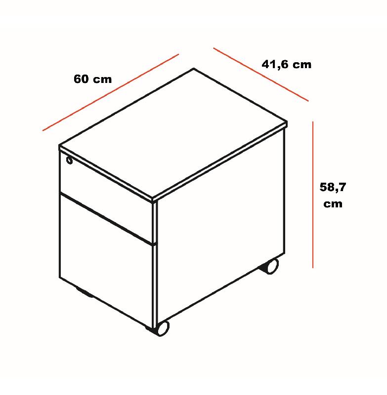 Caisson mobile exécutif Mito - MDD - Blanc, 2 tiroirs_3