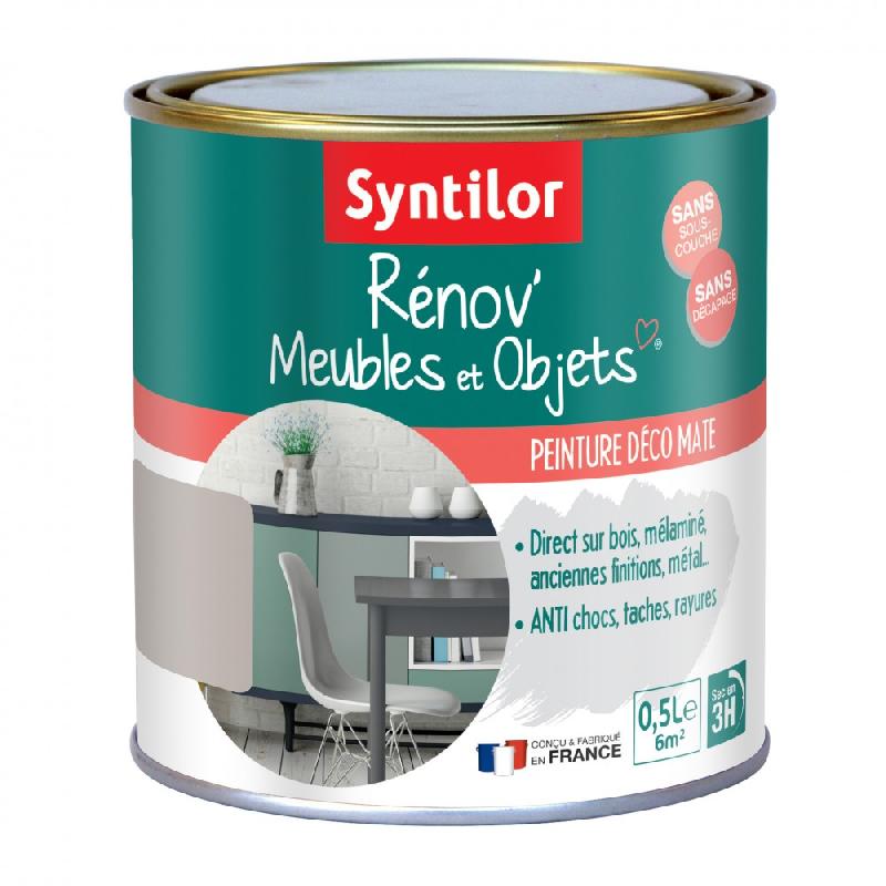 Peinture meuble et boiserie rénov' SYNTILOR - Taupe bohème mat - 0.5 L - Sans sous-couche - Résistante aux chocs, taches et rayures_3
