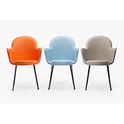 Fauteuil empilable en polypropylène traité anti UV et antistatique - SULLY - coque teintée et piétement chromé_3