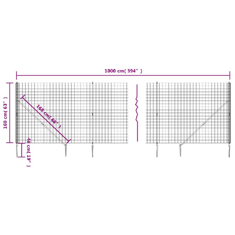Vidaxl clôture en treillis métallique et piquet d'ancrage vert 1,6x10m 154132_3