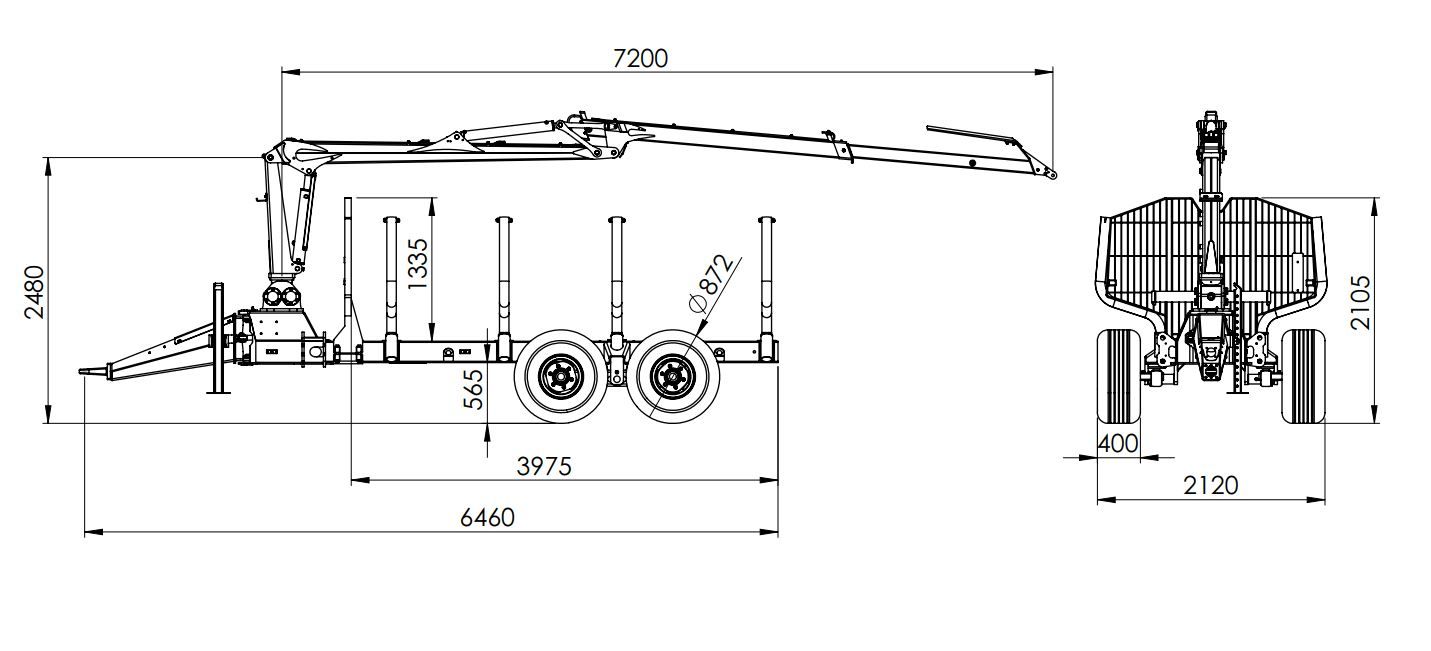 BMF 10T2 - Remorque forestière double poutre - Capacité 10 tonnes - Design innovant_3