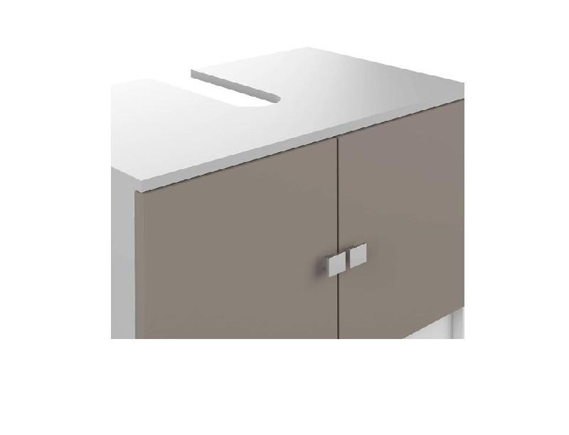 Meuble sous-vasque Riva Design blanc - 2 portes taupe - Dimensions L60 x H52 x P40 cm_3