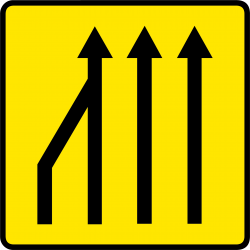 Panneau de voirie temporaire KD10A ex3G - Réduction des voies à gauche_3
