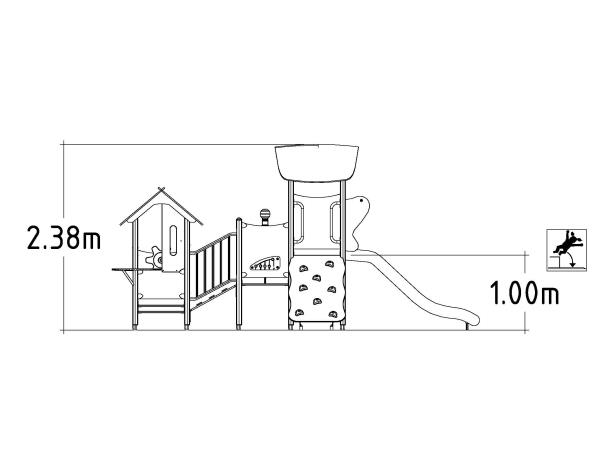 Structure multi-jeux 3 à 5 ans - Unimini Apista - Hags - Poteaux bois et panneaux HPL - Rouge_3