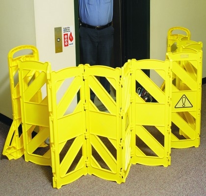 Barrière de sécurité mobile portable - 4000 mm ouverte - Polyéthylène jaune - 16 panneaux_3