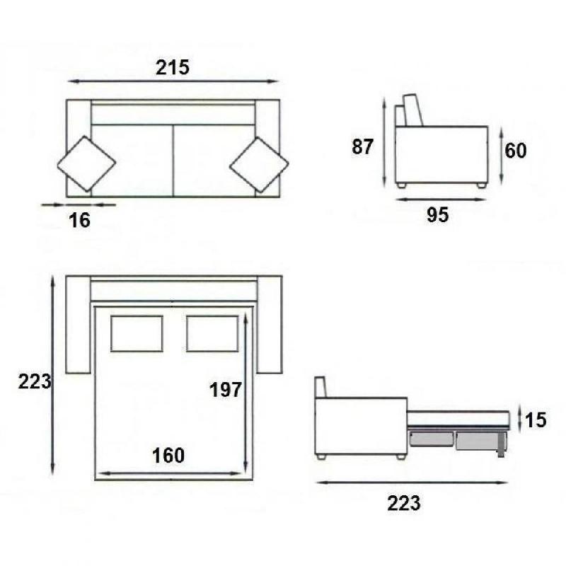 Canapé lit 4 places convertible express - Matelas 16 cm - Lattes 160 cm - Tête de lit intégrée - Microfibre taupe_3