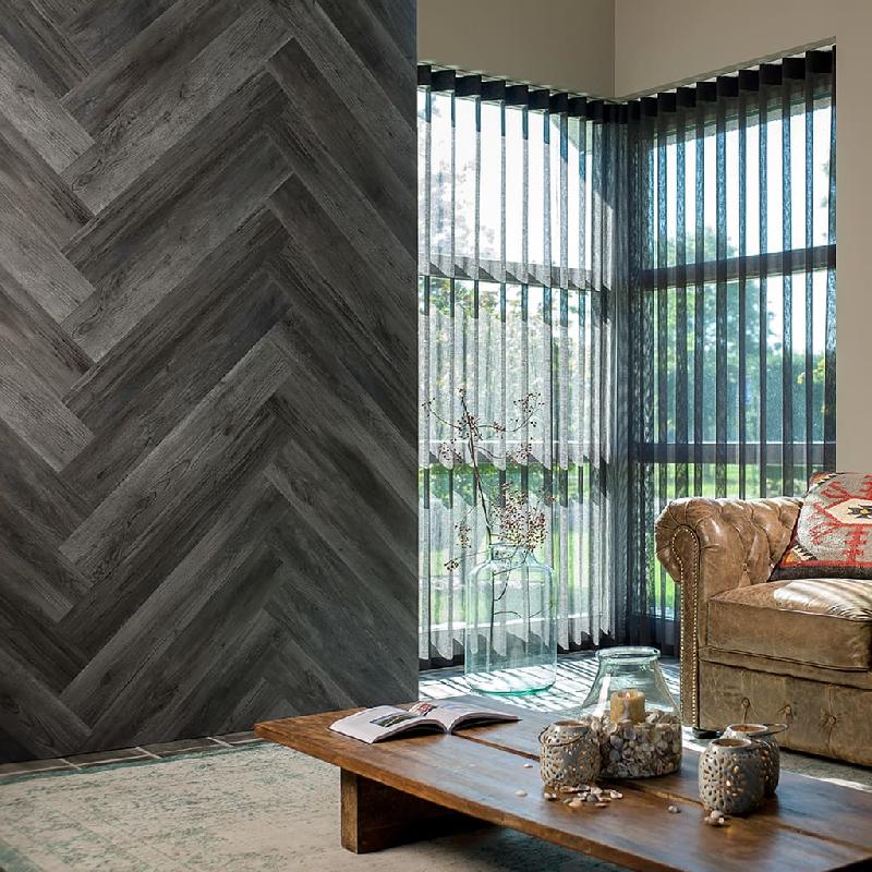 Wallart planches d'aspect de bois chêne de bois de grange gris cendre 432699_3