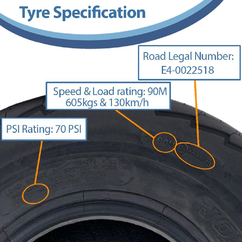 20.5x8.00-10 Pneu remorque 8 plis P815 Road Legal 90M 605kgs 205/65-10 (Lot de 4)_3