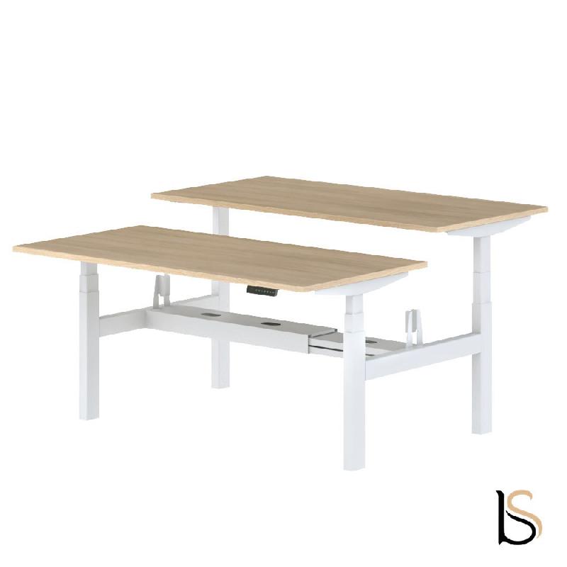 Bureau Bench réglable en hauteur TRAM - Mobel Linea - 140, Blanc, Chêne grisé_4
